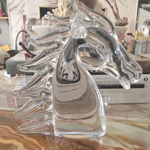 Clear Glass Horse Head Sculpture